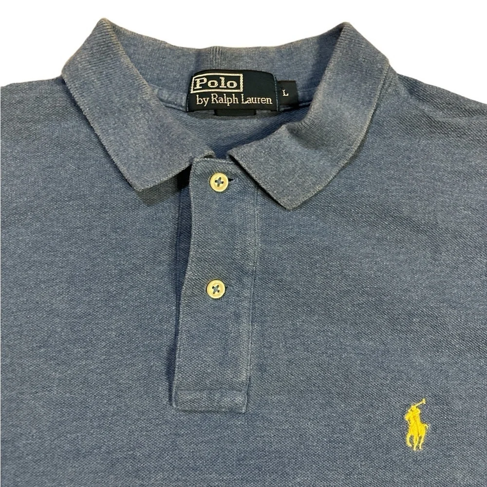 Polo Ralph Lauren Pique Polo Blue with Yellow Pony‎ Size Large